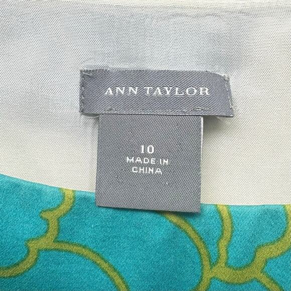 Ann Taylor Dress Retro Floral Shift Lined Cotton Asymmetrical Neck Women’s 10 - Picture 3 of 8